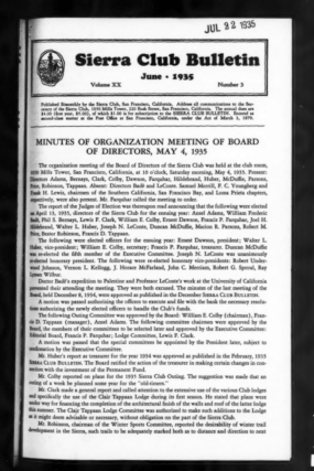 Sierra Club Bulletin 1935 Vol 20 No 3 June cover